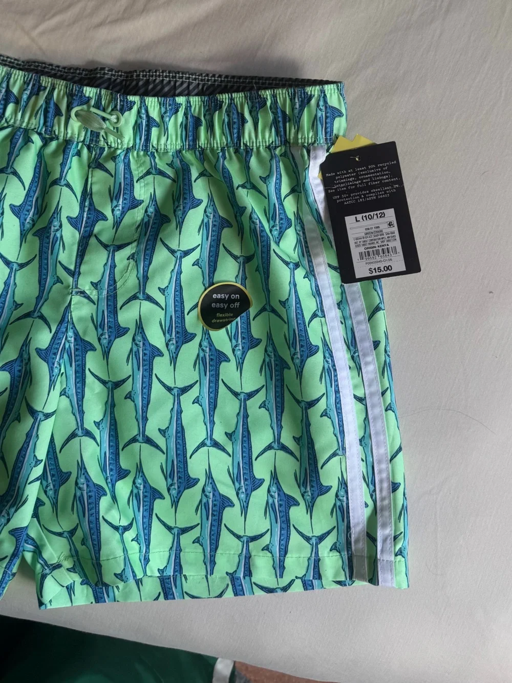 NWT Target Neon Green Swim Shorts with Blue Marlin Print